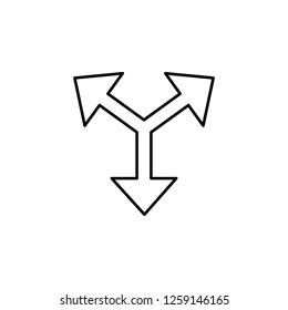 arrows in three direction icon. Simple outline vector of Arrow set icons for UI and UX, website or mobile application