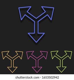 arrows in three direction icons. Simple outline vector of multicolor set for UI and UX, website or mobile application