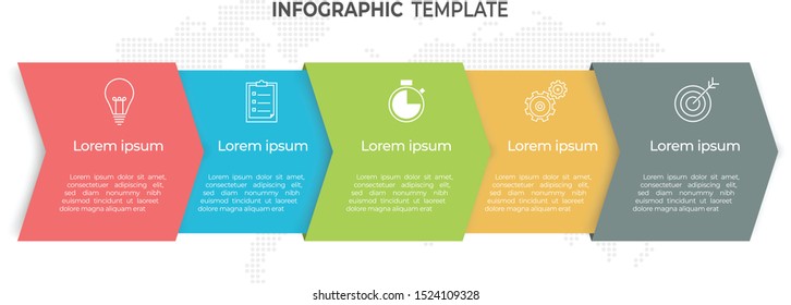 Arrows timeline infographic 5 option or step