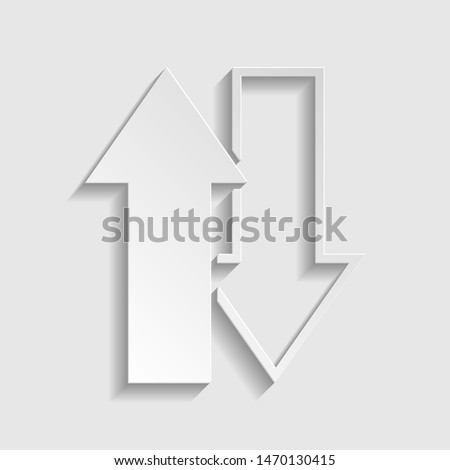 Arrows top down sign. Paper style icon. Illustration.