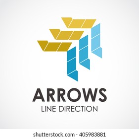 Arrows triangle of line direction abstract vector and logo design or template pointer business icon of company identity symbol concept