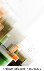 Arrows and triangles background. Vector web brochure, internet flyer, wallpaper or cover poster layout design. Geometric style, colorful realistic glossy arrow shapes with copyspace. Directional idea
