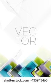 Arrows and triangles background. Vector web brochure, internet flyer, wallpaper or cover poster layout design. Geometric style, colorful realistic glossy arrow shapes with copyspace. Directional idea