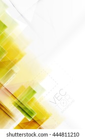 Arrows and triangles background. Vector web brochure, internet flyer, wallpaper or cover poster layout design. Geometric style, colorful realistic glossy arrow shapes with copyspace. Directional idea