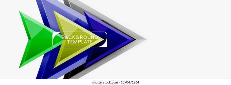 Plantilla de diseño geométrico de flechas y triángulos para banner, fondo o logotipo. Ilustración de estilo moderno minimalista