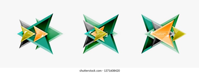 Plantilla de diseño geométrico de flechas y triángulos para banner, fondo o logotipo. Ilustración de estilo moderno minimalista