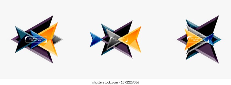 Plantilla de diseño geométrico de flechas y triángulos para banner, fondo o logotipo. Ilustración de estilo moderno minimalista