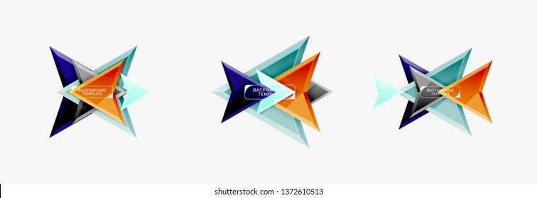 Plantilla de diseño geométrico de flechas y triángulos para banner, fondo o logotipo. Ilustración de estilo moderno minimalista
