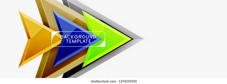 Arrows and triangles geometric design template for banner, background or logo. Vector modern minimal style illustration