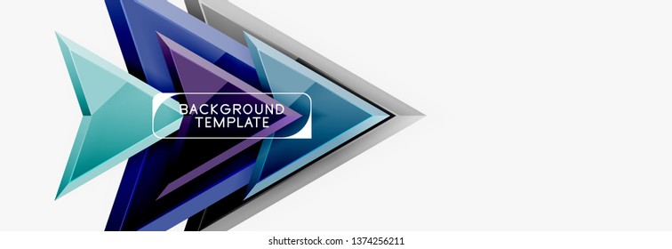 Plantilla de diseño geométrico de flechas y triángulos para banner, fondo o logotipo. Ilustración de estilo moderno minimalista