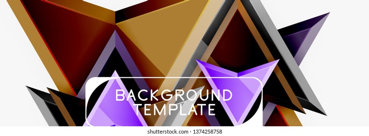 Plantilla de diseño geométrico de flechas y triángulos para banner, fondo o logotipo. Ilustración de estilo moderno minimalista