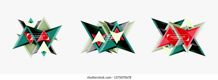 Plantilla de diseño geométrico de flechas y triángulos para banner, fondo o logotipo. Ilustración de estilo moderno minimalista