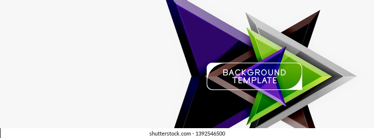 Plantilla de diseño geométrico de flechas y triángulos para banner, fondo o logotipo. Ilustración de estilo moderno minimalista