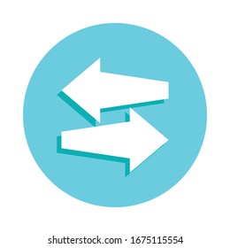 Arrows of two directions badge icon. Simple glyph, flat vector of web icons for ui and ux, website or mobile application