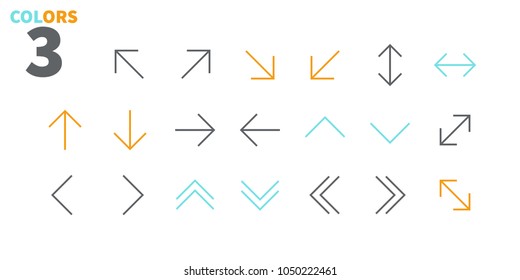 Arrows UI Pixel Perfect Well-crafted Vector Thin Line Icons 48x48 Ready for 24x24 Grid for Web Graphics and Apps with Editable Stroke. Simple Minimal Pictogram Part 1-5