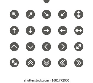 Flechas de la interfaz de usuario Pixel Perfect Vector de diseño perfecto Conos sólidos 48x48 Grid para gráficos y aplicaciones web. Pictograma mínimo simple