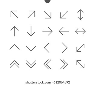 Arrows UI Pixel Perfect Well-crafted Vector Thin Line Icons 48x48 Ready for 24x24 Grid for Web Graphics and Apps with Editable Stroke. Simple Minimal Pictogram Part 1-5