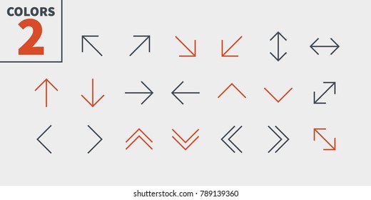 Arrows UI Pixel Perfect Well-crafted Vector Thin Line Icons 48x48 Ready for 24x24 Grid for Web Graphics and Apps with Editable Stroke. Simple Minimal Pictogram Part 1-5