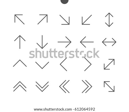 Arrows UI Pixel Perfect Well-crafted Vector Thin Line Icons 48x48 Ready for 24x24 Grid for Web Graphics and Apps with Editable Stroke. Simple Minimal Pictogram Part 1-5