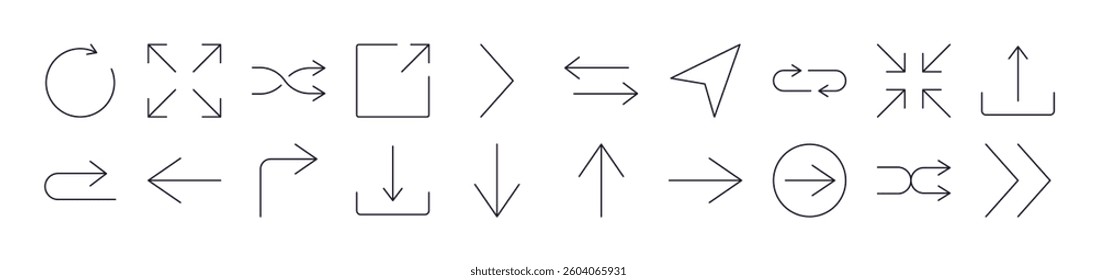 Arrows Up, Down, Right and Left Simple Icon Collection. Editable Stroke. Perfect for Infographics, Articles, Books, Flyers, Banners 
