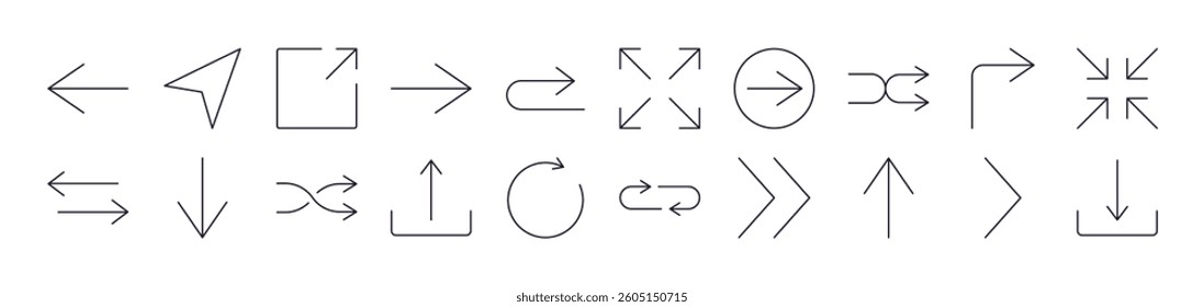 Arrows Up, Down, Right and Left Related Image Collection. Editable Stroke. Perfect for Infographics, Articles, Books, Flyers, Banners