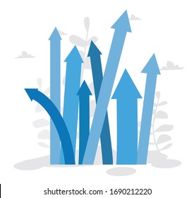 Arrows up, move up motivation. Vector illustration for web banner, infographics, mobile. 