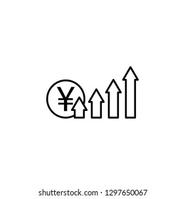 arrows, up, yuan icon. Element of finance illustration. Signs and symbols icon can be used for web, logo, mobile app, UI, UX on white background
