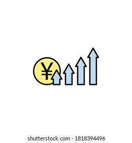 arrows, up, yuan icon. Element of finance illustration. Signs and symbols icon can be used for web, logo, mobile app, UI, UX