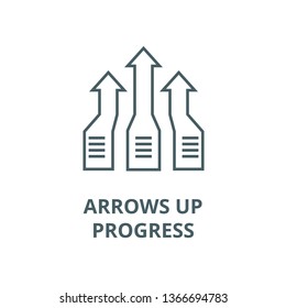 Arrows up,progress line icon, vector. Arrows up,progress outline sign, concept symbol, flat illustration