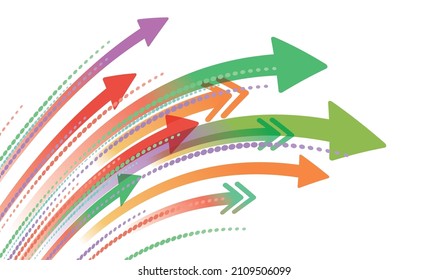 Arrows of various colors rising illustrations