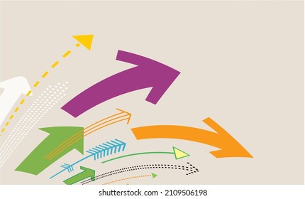 Arrows of various colors rising illustrations