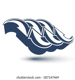 Arrows vector abstract symbol, conceptual special made single color 3d icon.