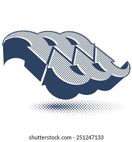 Arrows vector abstract symbol, conceptual special made single color 3d icon.