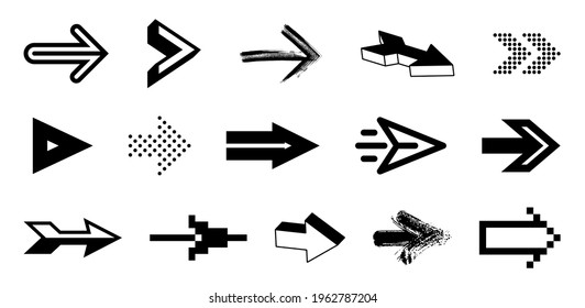 Arrows vector big set of different shapes styles and concepts, cursors for icons or logo creation, graphic design elements for web or print.