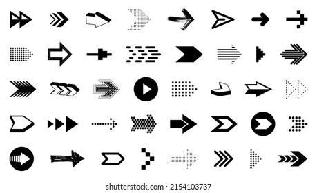 Arrows vector big set of different shapes styles and concepts, cursors for icons or logo creation, graphic design elements for web or print.