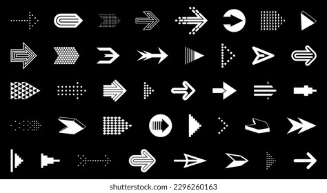 Arrows vector big set of different shapes styles and concepts, cursors for icons or logo creation, graphic design elements for web or print.