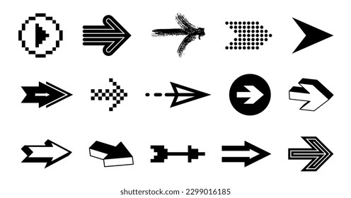 Arrows vector big set of different shapes styles and concepts, cursors for icons or logo creation, graphic design elements for web or print.
