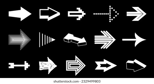 Arrows vector big set of different shapes styles and concepts, cursors for icons or logo creation, graphic design elements for web or print.