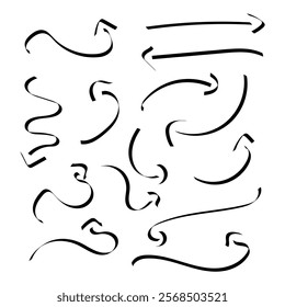 Arrows vector. Arrows brush line. Grunge arrows paint