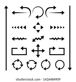 Arrows vector collection black. Collection arrow silhouette on white background