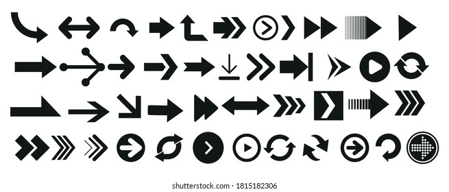 Arrows Vector Collection Black. Different Black Arrows Icons,vector Set. Abstract Elements For Business Infographic. Up And Down Trend.