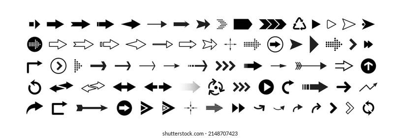 Arrows vector collection black icons