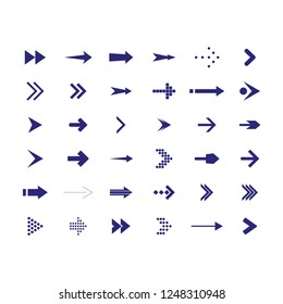 Arrows vector collection with elegant style and black color. 36 arrow icons set