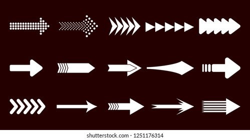Arrows vector collection with elegant style and white color.