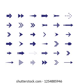 Arrows vector collection with elegant style and black color. 36 arrow icons set