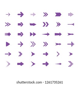 Arrows vector collection with elegant style and black color. 48 arrow icons set