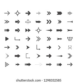 Arrows Vector Collection With Elegant Style And Black Color. 49 Arow Icons Set. Direction Icons