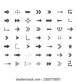 Arrows Vector Collection With Elegant Style And Black Color. 49 Arow Icons Set. Direction Icons