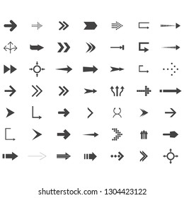 Arrows Vector Collection With Elegant Style And Black Color. 49 Arow Icons Set. Direction Icons