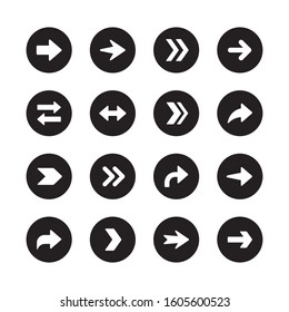Arrows vector collection with elegant style and circle black color isolated on white background
